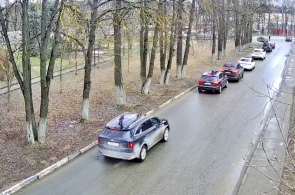 Calle Zarechnaya, entrada a la ciudad. Ángulo 2. Webcams de Yakhroma en línea