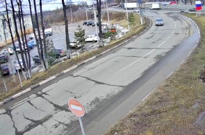Calle Zarechnaya, entrada a la ciudad. Ángulo 1. Webcams de Yakhroma en línea