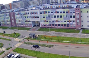 Construcción de una escuela en la calle. Amanecer. Ver 2. Webcams de Kaliningrado
